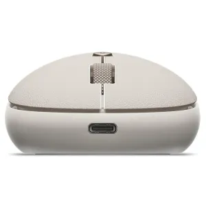 Satechi OntheGo Bluetooth-Maus in Sand, Vorderansicht mit Scrollrad und USB-C-Anschluss