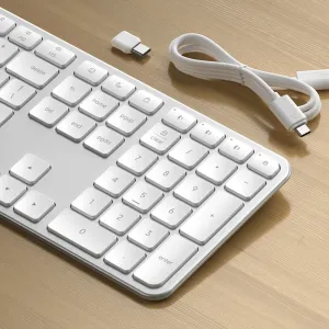 Satechi EX3 Slim trådlöst tangentbord med nordisk layout, fullstora tangenter, numeriskt tangentbord och USB-C-kabel
