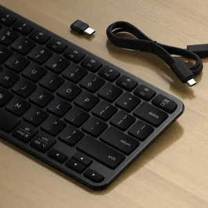Satechi EX1 Slim trådløst tastatur med nordisk layout, kompakt svart design, USB-C-dongle og ladekabel