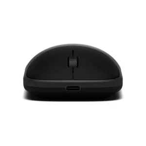 Satechi Slim EX trådløs mus med rullehjul og USB-C-port, vist i svart på en enkel bakgrunn.