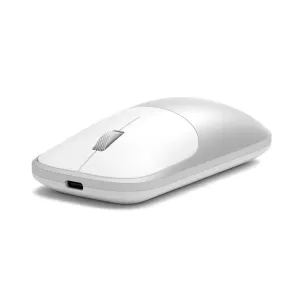 Satechi Slim EX trådløs mus i hvitt, med avrundet kropp, rullehjul og åpning for USB-C-kontakt.