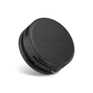 Satechi OntheGo 7-in-1-Multiport-Adapter in Space-Schwarz, kompakter runder Hub mit magnetischer Halterung