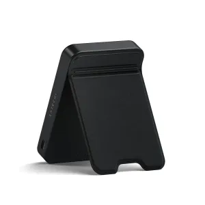 Satechi OntheGo Qi2 10K magnetisk powerbank med stativ, svart bærbar trådløs lader med USB-C