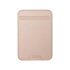 Satechi OntheGo Qi2 10K magnetisk powerbank med stativ i beige, vist på hvit bakgrunn