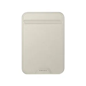 Satechi OntheGo Qi2 magnetisk powerbank med stativ i sandfarge, vist forfra på hvit bakgrunn.