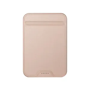 Satechi OntheGo Qi2-magnetisk powerbank med stativ i Desert Rose, vist med strukturert overflate og indikatorlys