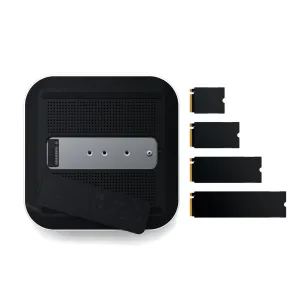 Satechi Thunderbolt 5 CubeDock-dokkingstasjon med SSD-kabinett i svart og sølv