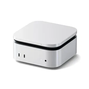 Satechi USB4 Slim NVMe SSD enclosure in silver, compact external M.2 storage case with rounded corners