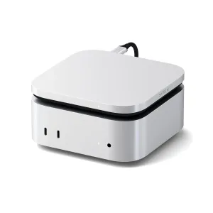 Satechi USB4 Slim NVMe SSD Enclosure in silver with attached USB-C cable, shown on a white background