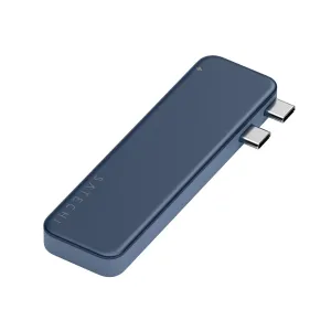 Satechi USB-C Snap Hub indigo krāsā ar diviem USB-C savienotājiem, slim 6-in-1 centrmezgls MacBook Neo