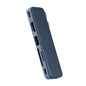 Satechi USB-C Snap Hub indigo krāsā, slaids 6-in-1 USB-C centrmezgls ar HDMI, SD, microSD un uzlādes pieslēgvietām