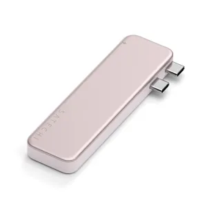 Satechi USB-C Snap Hub priekš MacBook Neo sārtā tonī, kompakts 6-in-1 USB-C centrmezgls ar diviem savienotājiem