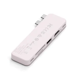 Satechi USB-C Snap Hub MacBook Neo, rozā tonī, ar HDMI, USB-A, SD, microSD un diviem USB-C savienotājiem