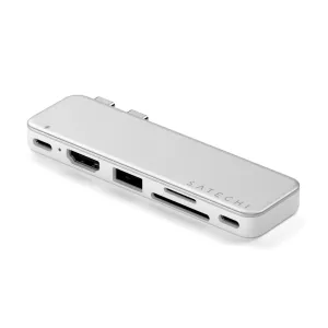 Satechi USB-C Snap Hub MacBook Neo, sudraba 6-in-1 centrmezgls ar HDMI, USB-A, SD un microSD pieslēgvietām