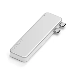 Satechi USB-C Snap Hub sudraba adapteris ar diviem USB-C savienotājiem MacBook Neo paplašināšanai