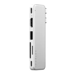 Satechi USB-C Snap Hub for MacBook Neo, sudraba 6-in-1 centrmezgls ar HDMI, USB-A, SD un microSD pieslēgvietām
