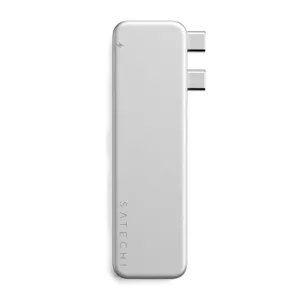 Satechi USB-C Snap Hub sudraba 6-in-1 MacBook centrmezgls ar diviem USB-C savienotājiem un plānu, kompaktu dizainu