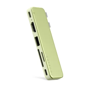 Satechi USB-C Snap Hub MacBook Neo citrus, plāns 6-in-1 USB-C centrmezgls ar HDMI, USB-A un karšu slotiem