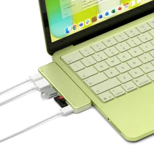 Satechi USB-C Snap Hub MacBook datoram Citrus krāsā, ar pievienotiem kabeļiem un karšu glabātuvi