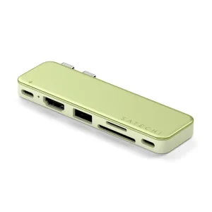 Satechi USB-C Snap Hub MacBook Neo ierīcei Citrus krāsā ar HDMI, USB-A, SD un microSD portiem