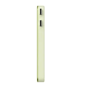 Satechi USB-C Snap Hub priekš MacBook Neo citrusa krāsā, plāns sānskats ar diviem USB-C portiem