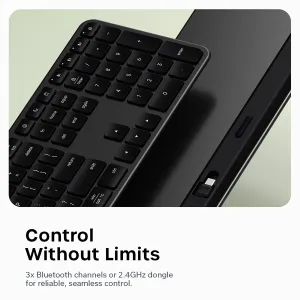 Satechi EX3 Slim kabellose Tastatur in Space Black, US layout, mit Tasten in voller Größe und Verbindung mit vier Geräten