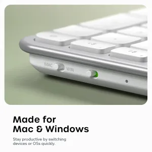 Satechi EX3 schlanke kabellose Tastatur mit US-Layout, Mac/Win-Umschalter und flachen weißen Tasten