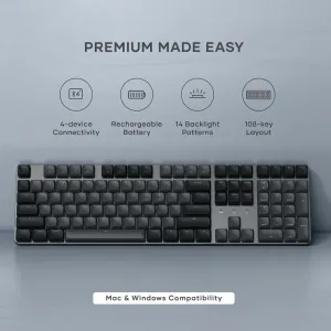 Satechi SM3 slim mekanisk bakbelyst Bluetooth-tastatur med fullstort US layout og talltastatur