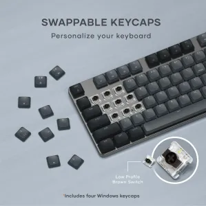 Satechi SM3 slim mekanisk bakbelyst Bluetooth-tastatur med fullstørrelses 108-tasters layout og talltastatur