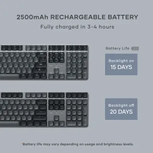 Satechi SM3 slim mekanisk Bluetooth-tastatur med bakgrunnsbelysning, fullstort amerikansk engelsk tastaturoppsett og numerisk tastatur