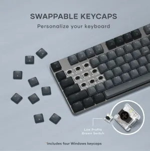 Satechi SM3 slankt mekanisk tastatur med utskiftbare tasthetter, brune lavprofilbrytere og nordisk layout