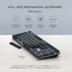 Satechi mekanisk Bluetooth-tastatur i full størrelse med nordisk layout, numerisk tastatur og aluminiumsramme