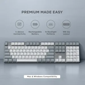 Satechi SM3 slankt mekanisk tastatur med fullstørrelse, US-engelsk layout med 108 taster og talltastatur