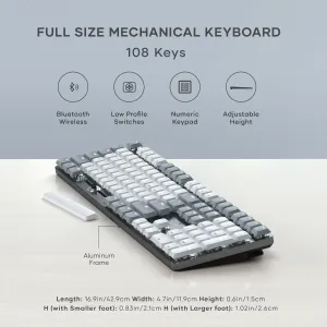 Satechi SM3 slim mekanisk Bluetooth-tastatur med bakgrunnsbelysning, full størrelse, US layout med 108 taster og numerisk tastatur