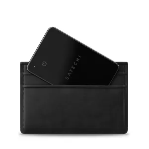 Satechi FindAll Wallet Card in einem Kartenetui aus schwarzem Leder, schlanker Apple Find My-Tracker zur Aufbewahrung in der Geldbörse