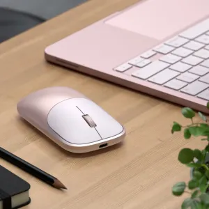 Satechi Slim EX Wireless Mouse sudraba krāsā, plāna ergonomiska bezvadu pele ar ritināšanas ritenīti un logotipu