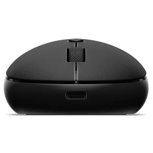 Satechi OntheGo Bluetooth-Maus in Schwarz mit Scrollrad und USB-C-Anschluss auf weißem Hintergrund