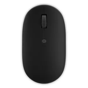 Satechi OntheGo Bluetooth-Maus in Schwarz, Draufsicht mit Scrollrad und strukturierter Oberfläche