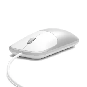Satechi Slim LX kabelgebundene Maus in Silber mit mittig angeordnetem Scrollrad und integriertem Kabel