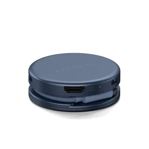 Satechi OntheGo 5-in-1 USB-C daudzportu adapters indigo krāsā ar HDMI, USB-C pieslēgvietu un pīta kabeļa glabātuvi