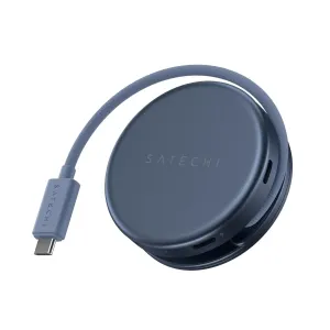 Satechi OntheGo 5-in-1 USB-C daudzportu adapteris zilpelēkā krāsā ar pītu kabeli un USB-C spraudni