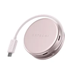 Satechi OntheGo 5-in-1 USB-C daudzportu adapteris sārtā tonī, ar pītu kabeli un USB-C savienotāju