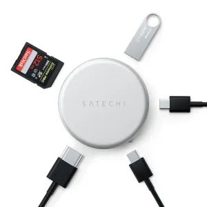 Satechi OntheGo 5-in-1 USB-C daudzportu adapteris ar HDMI, SD kartes lasītāju un USB-C kabeļiem, Sudrabs