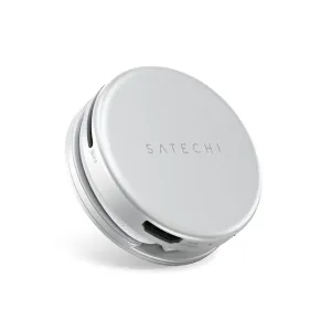 Satechi OntheGo 5-in-1 USB-C daudzportu adapteris ar HDMI un USB portiem, sudraba diska formas dizains