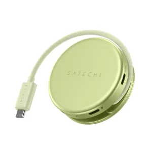 Satechi OntheGo 5-in-1 USB-C multiportu adapteris citrusu krāsā ar pītu kabeli un USB-C savienotāju