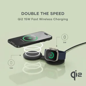Satechi OntheGo 2-i-1 trådløs lader med lading av iPhone og Apple Watch på doble ladeflater