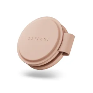 Satechi OntheGo hopfällbar trådlös Qi2-laddare i Desert Rose med präglad logotyp och stödflik