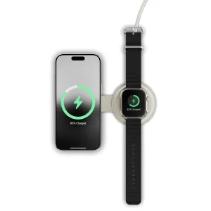 Satechi OntheGo 2-i-1 trådløs lader med iPhone- og Apple Watch-lading på et sammenleggbart stativ