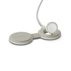 Satechi OntheGo™ sammenleggbar trådløs Qi2-lader med doble ladeflater for iPhone og Apple Watch, sand