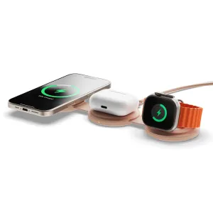 Satechi OntheGo trådlös 3-i-1-laddare i Desert Rose med laddning av iPhone, AirPods-fodral och Apple Watch
